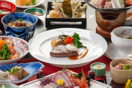 山陰の食材を使用した和洋折衷会席」